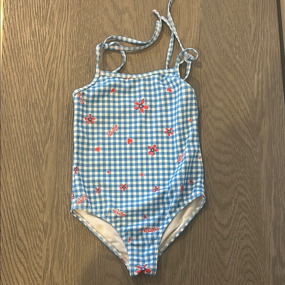 Roxy Blue Checkered Kids Swimsuit